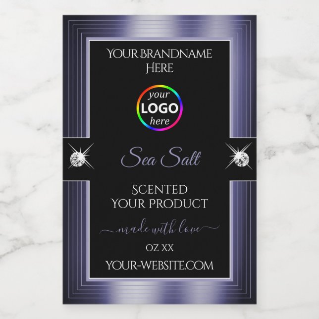 Para Comida Azul brillante negro lujoso con etiqueta de produc (Etiqueta única)