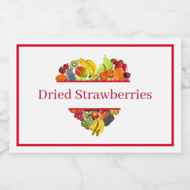 Para Comida Etiqueta de Contenedor de Alimentos Fresas Secas (Etiqueta única)