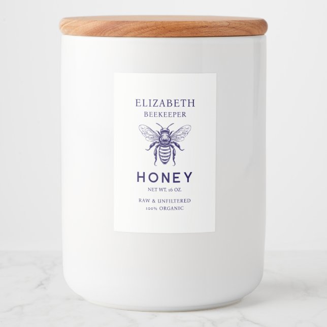 Para Comida Etiqueta de enlatado vintage de abeja de miel de c (Anverso)