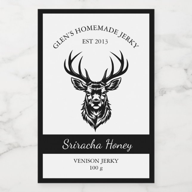 Para Comida Etiqueta de envase de alimentos Venison Deer Jerky (Etiqueta única)