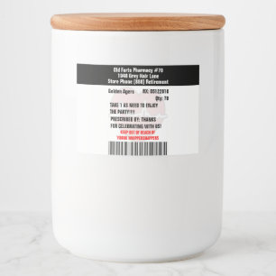 Para Comida Etiqueta de frasco de RX con receta de Fiesta de F