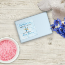 Para Comida Etiqueta de jabón artesanal de marfil de color azu