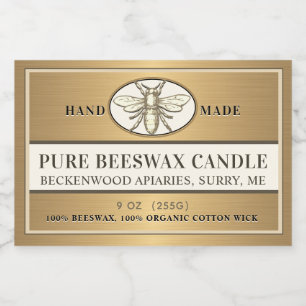 Para Comida Etiqueta de la Vela de Beeswax Heraldic Bee Metall