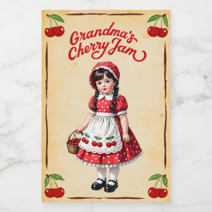 Para Comida Etiqueta de Mermelada de Cereza de la Abuela Vinta