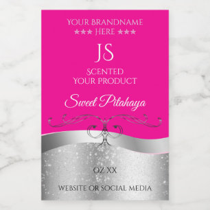 Para Comida Etiqueta de Monograma Rosa Caliente De Lujo De Dec