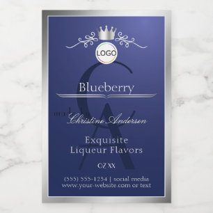 Para Comida Etiqueta de producto azul marino con logotipo de m