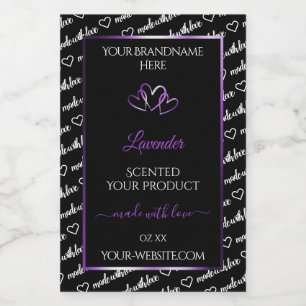 Para Comida Etiqueta de producto Black White Word Cloud Purple