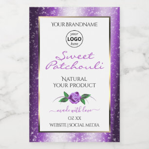 Para Comida Etiqueta de producto blanco morado bonito Logo de 