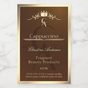 Para Comida Etiqueta de producto café marrón marco dorado y mo