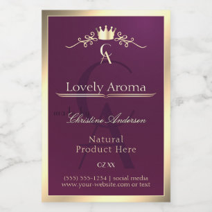 Para Comida Etiqueta de producto de Borgoña con monograma de b