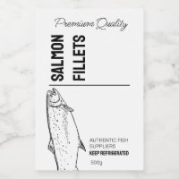 Etiqueta de producto de filetes de pescado de salm