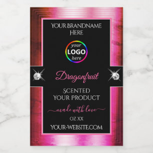 Para Comida Etiqueta de producto de logotipo rosa de Crimson b