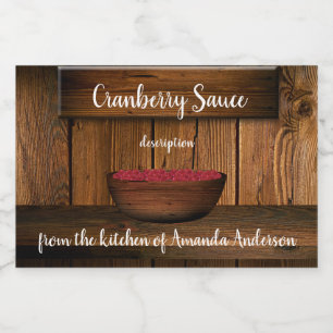 Para Comida Etiqueta de producto de madera rústica con salsa d