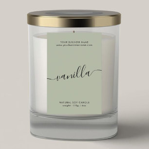 Para Comida Etiqueta de producto de velas de guión verde sage