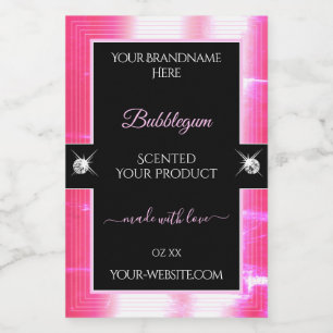 Para Comida Etiqueta de producto Glamour Girly Pink Black Bril