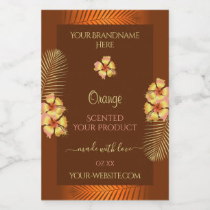 Para Comida Etiqueta de producto marrón naranja Flores de Hawa
