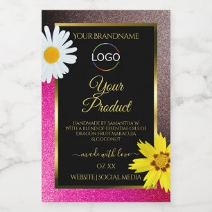 Para Comida Etiqueta de producto negro con logotipo de purpuri