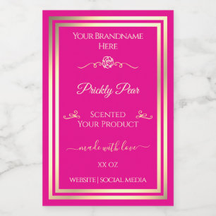 Para Comida Etiqueta de producto rosa caliente Marco dorado y 