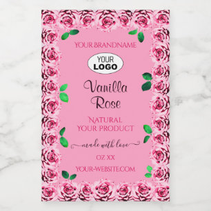 Para Comida Etiqueta de Producto Rosa Floral Rosas Floridas y 