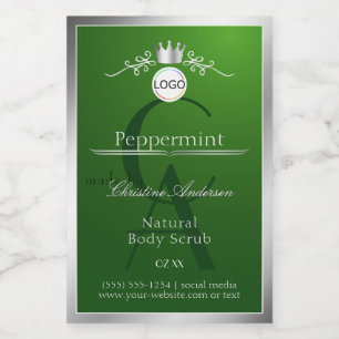 Para Comida Etiqueta de Producto Verde Logotipo y Monograma de
