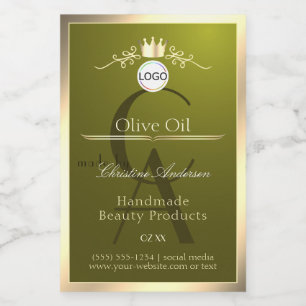 Para Comida Etiqueta de producto verde oliva Logotipo de marco