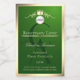 Para Comida Etiqueta de producto verde oscuro con logotipo de