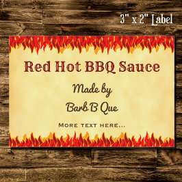 Para Comida Etiqueta de Salsa Barbacoa Retro Editable Llamas R