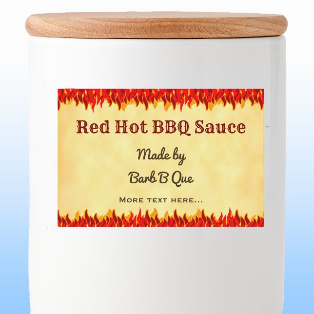Para Comida Etiqueta de Salsa Barbacoa Retro Editable Llamas R (Subido por el creador)