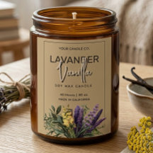 Etiqueta de Vela Floral de Lavanda y Vainilla en A