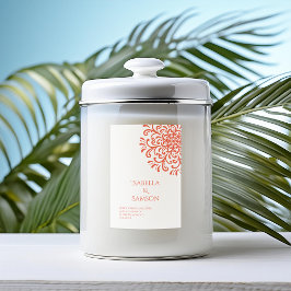 Para Comida Etiqueta de velas de flor rojo Naranja caprichoso