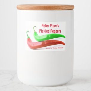 Para Comida Etiqueta Jar de Personalizado de Peppers