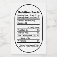 Etiqueta Negrita de datos de nutrición de yegua de