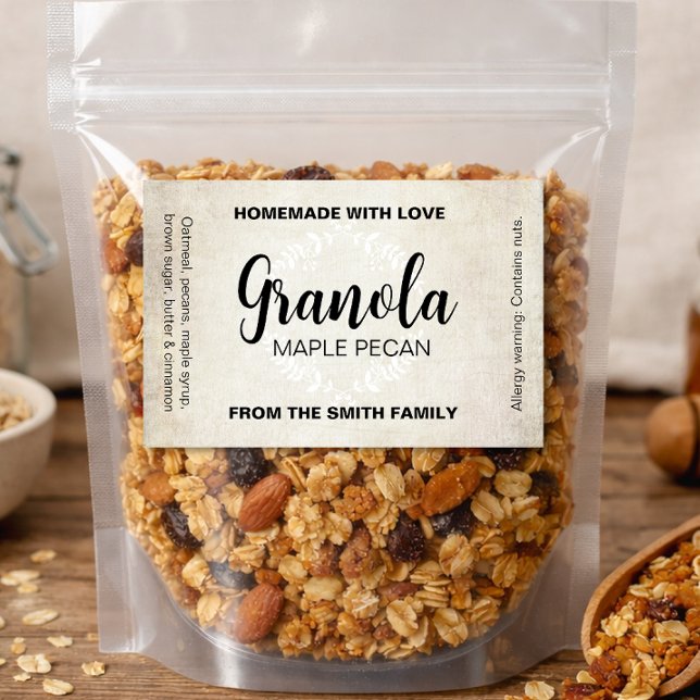 Para Comida Etiqueta personalizable de granola casera Gran001b (Subido por el creador)