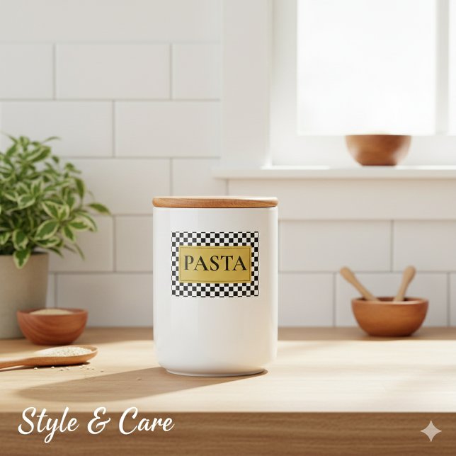 Para Comida Etiqueta personalizada de barra de pasta con estil (Personalized Pasta Jar Label with Classic Style)