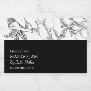 Para Comida Etiqueta sencilla de mango negro y blanco