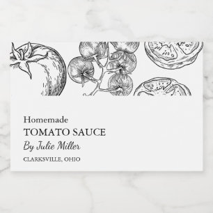 Para Comida Etiqueta sencilla de salsa de tomate blanco y negr