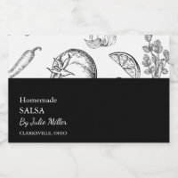 Etiqueta sencilla de salsa de tomate negro y blanc