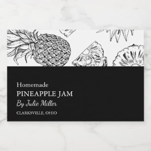 Para Comida Etiqueta simple de la jarra de piña en blanco y ne