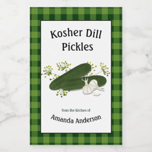 Para Comida Kosher Dill Pickles Plaid V Etiqueta de alimentos