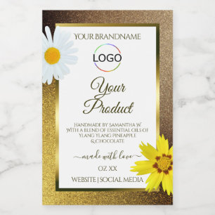 Para Comida Logotipo de etiqueta de producto blanco con brillo