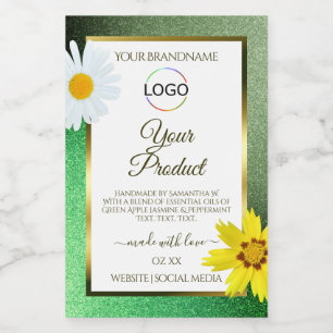 Para Comida Logotipo de la etiqueta de producto Floral Green P