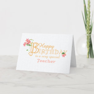 Para el cumpleaños del profesor con tarjeta de flo