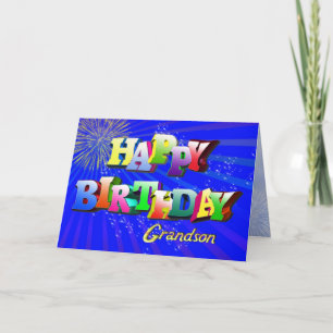 Para el nieto, tarjeta de cumpleaños Bright bubble