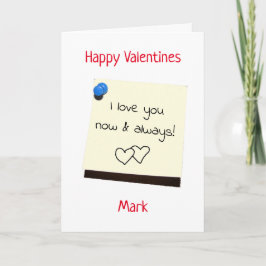 Para él, publique la nota de amor tarjeta de San V