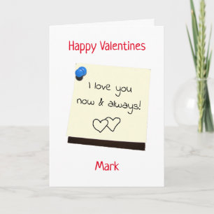 Para él, publique la nota de amor tarjeta de San V