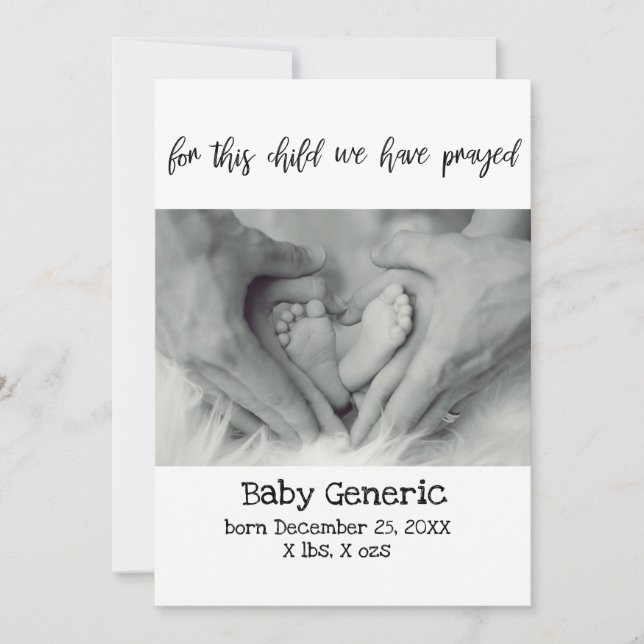 Para este niño hemos rezado el anuncio de nacimien (Anverso)