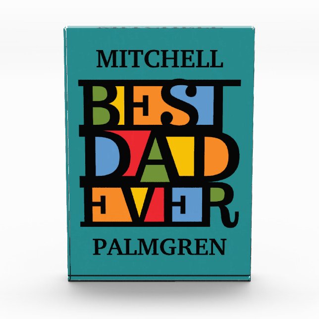 Para Fotos BEST DAD EVER premio de bloque de nombres personal (Anverso)