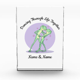 Para Fotos Bloque Acrílico de Pareja de Ranas Personalizado