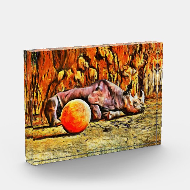 Para Fotos Bloque acrílico de rinoceronte (Izquierda)