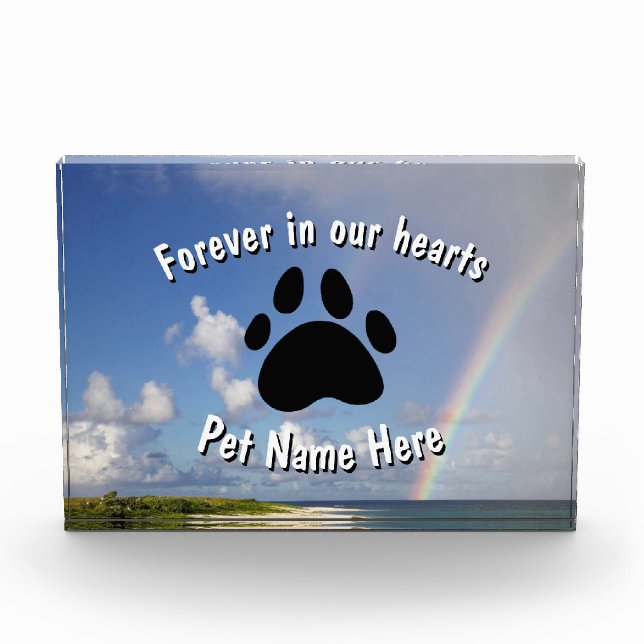 Para Fotos Bloque de acrílico arcoiris conmemorativo Mascota  (Anverso)